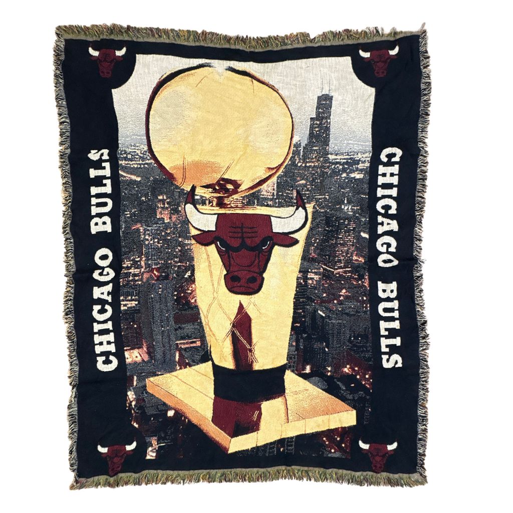 vintageラグ ブランケット マルチカバー タペストリー シカゴブルズ 優勝トロフィー バスケ Rug Blanket NBA Bulls 3889