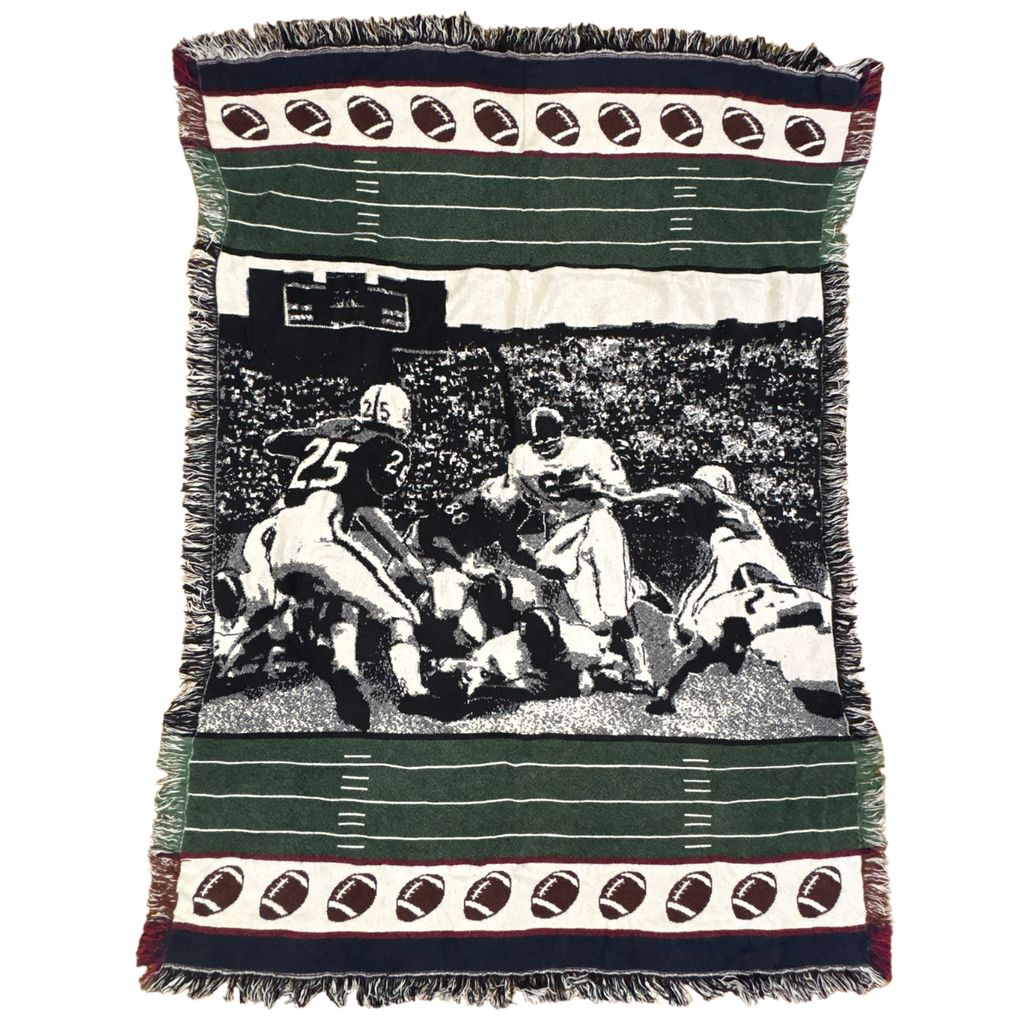 vintageラグ ブランケット マルチカバー タペストリー フットボール スポーツ モノクロアート Rug Blanket Football 4251
