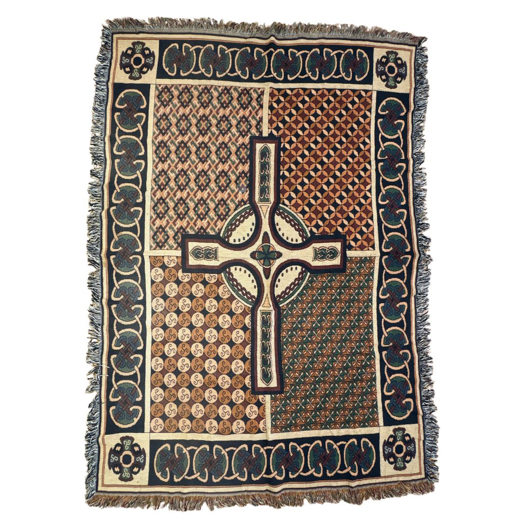 vintageラグ ブランケット マルチカバー タペストリー ケルト十字 民族 幾何学模様 Rug Blanket Celtic Cross 2792