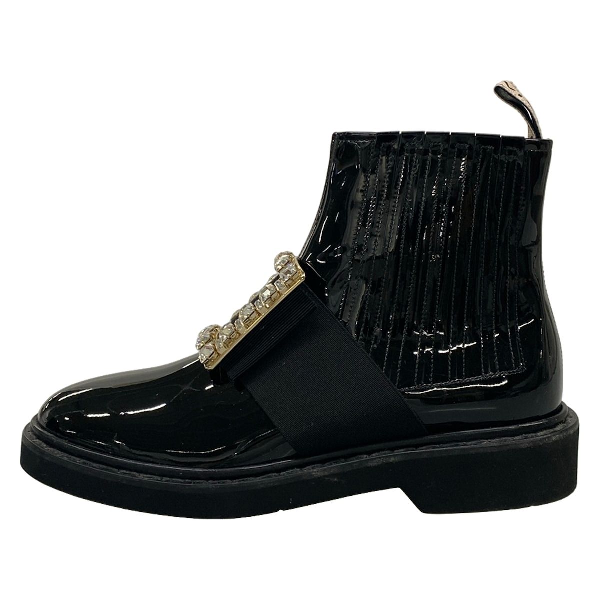 RogerVivier(ロジェヴィヴィエ) ショートブーツ 36 1/2 レディース - 黒 ビジュー レザー