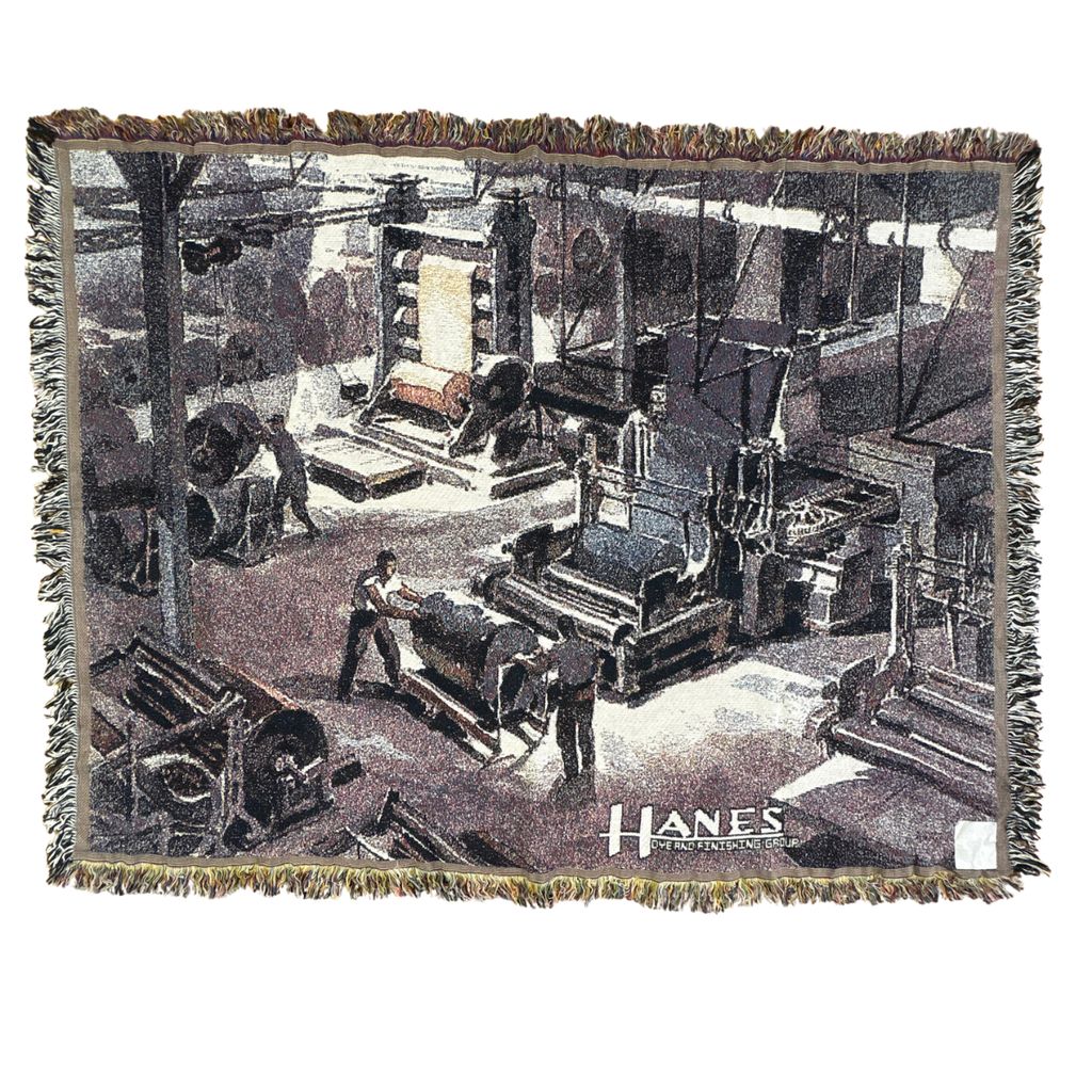 vintageラグ ブランケット マルチカバー タペストリー 工場風景 企業ロゴ アート ヘインズ Rug Blanket Factory 2778
