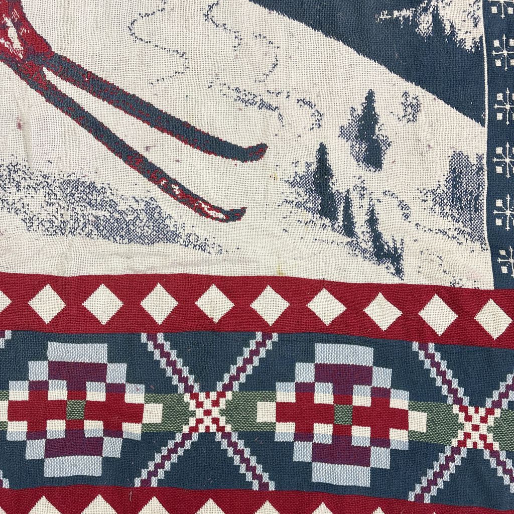 vintageラグ ブランケット マルチカバー タペストリー スポーツ SPORT スキー ウィンター 雪山 ネイティブ柄 民族 幾何学 2256