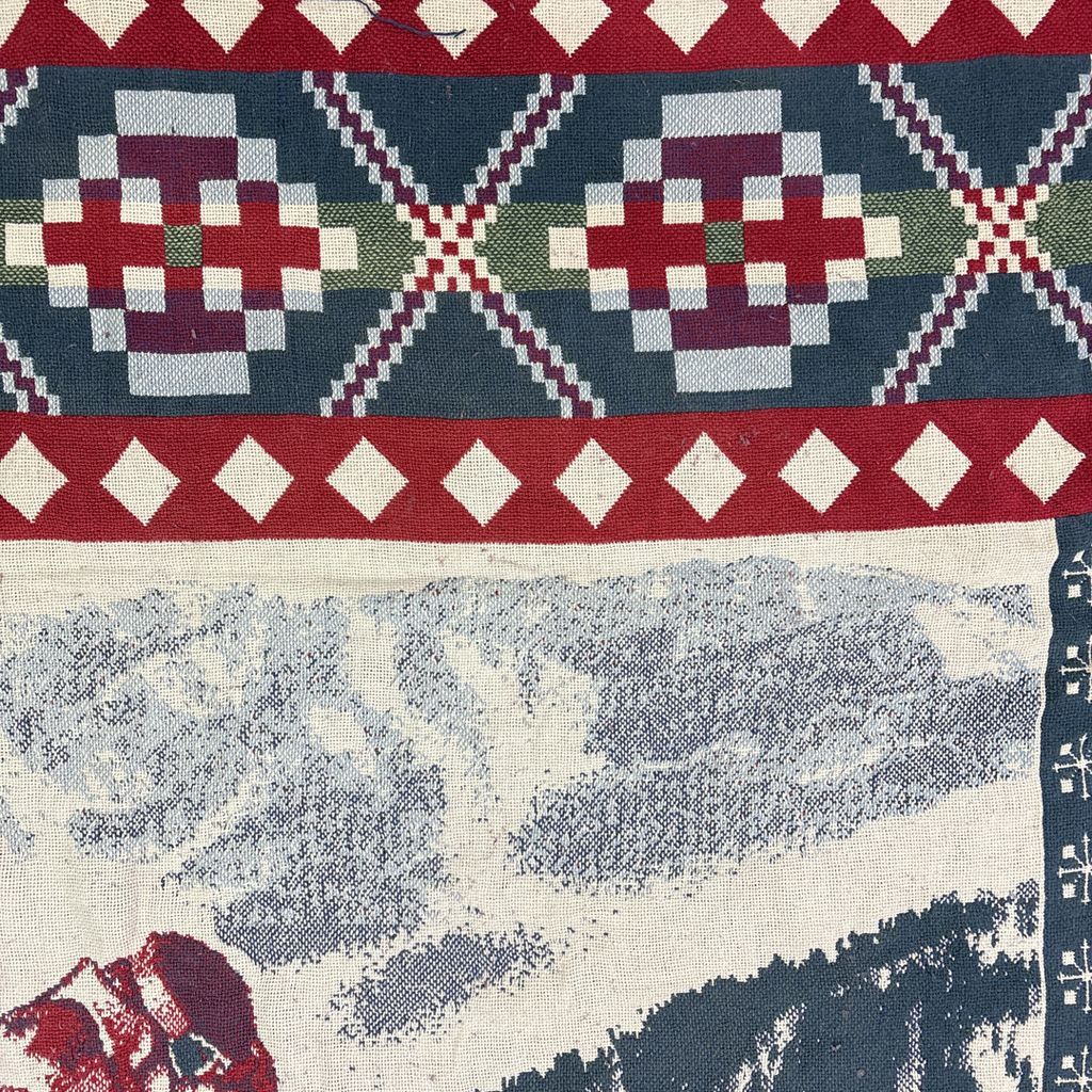 vintageラグ ブランケット マルチカバー タペストリー スポーツ SPORT スキー ウィンター 雪山 ネイティブ柄 民族 幾何学 2256