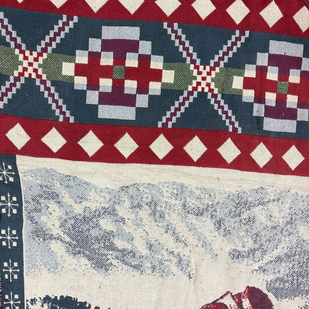 vintageラグ ブランケット マルチカバー タペストリー スポーツ SPORT スキー ウィンター 雪山 ネイティブ柄 民族 幾何学 2256