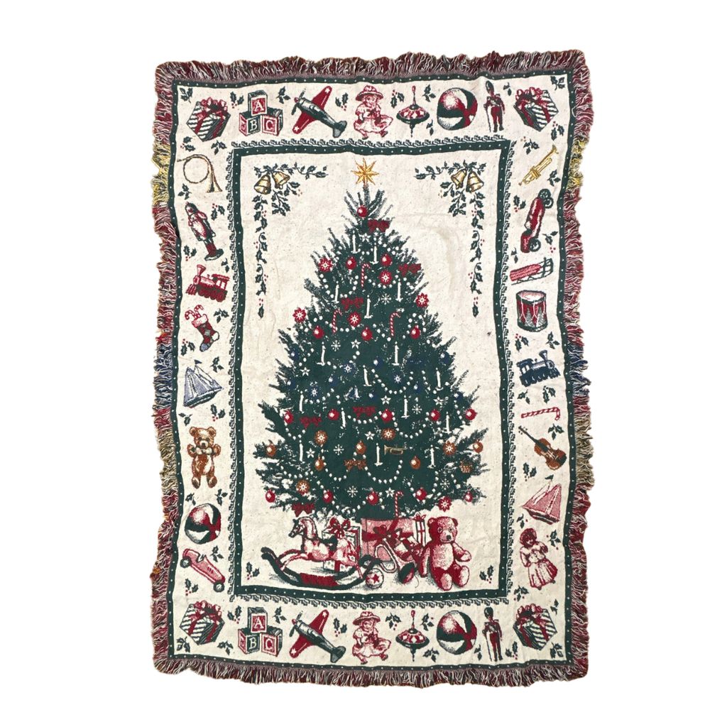 vintageラグ ブランケット マルチカバー タペストリー クリスマスツリー プレゼント オーナメント Rug Blanket Christmas 3378