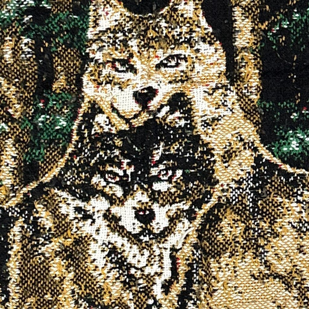 vintageラグ ブランケット マルチカバー タペストリー オオカミ ウルフ