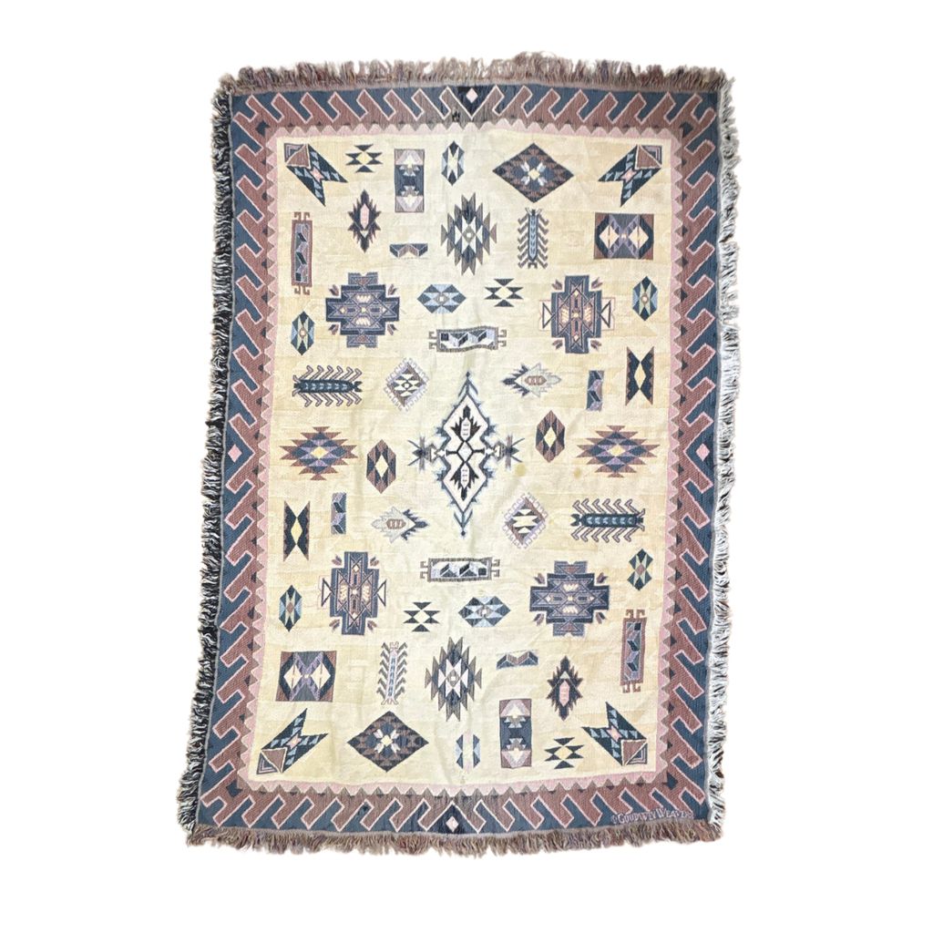 vintageラグ ブランケット マルチカバー タペストリー USA製 ネイティブ柄 民族 幾何学模様 Rug Blanket Native 4192 6,240円