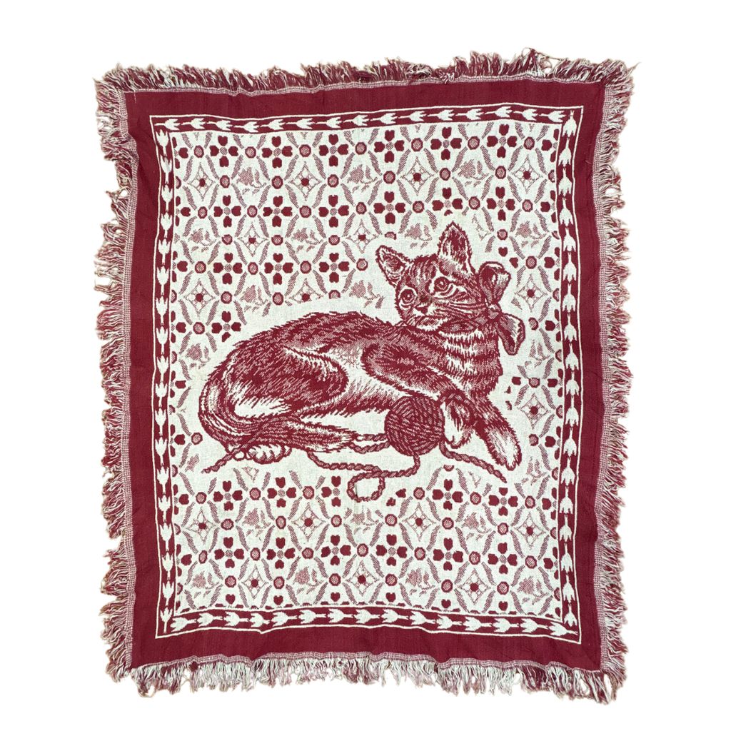 vintageラグ ブランケット マルチカバー タペストリー ネコ アニマル フラワー Rug Blanket Cat Animal 3069