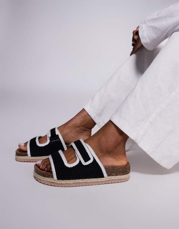 サウスビーチ レディース シューズ サンダル South Beach double strap espadrille sandals crochet Black ブラック 11,235円