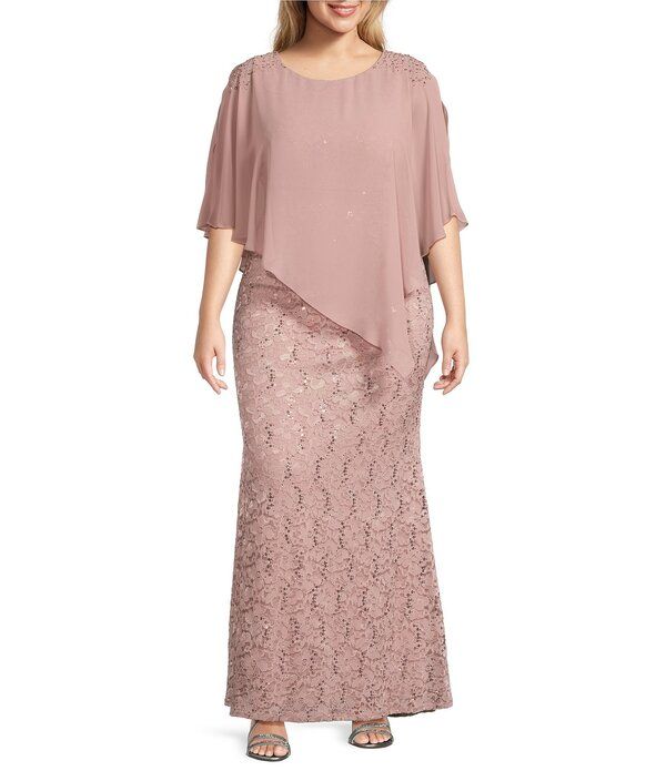 イグナイト レディース トップス ワンピース フラワー柄 プラスサイズ スパンコール キャップ レース フラワー Ignitevenings Plusize Short Sleeve Round Ne 36,270円
