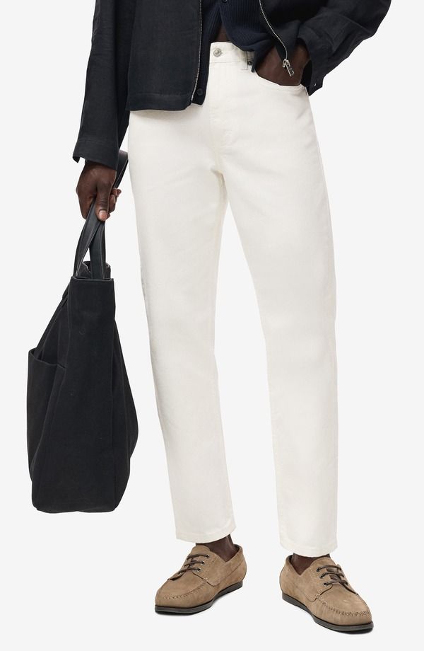 マンゴ メンズ ボトムス デニムパンツ ストレート ジーンズ MANGO Lore Tapered Straight Leg Jeans Off White オフホワイト