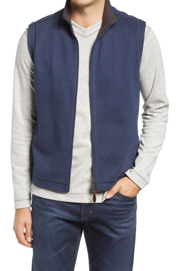 ジョンストンアンドマーフィー メンズ アウター ベスト ニット Johnston Murphy Reversible Knit Vest BrownNavy ネイビー
