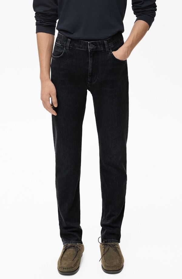 マンゴ メンズ ボトムス デニムパンツ スリムフィット ジーンズ MANGO Patrick Ultrasoftouch Slim Fit Jeans Black Denim ブラック