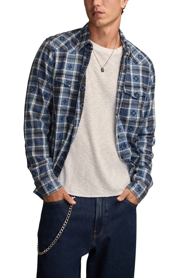 ラッキーブランド メンズ トップス シャツ コットン Lucky Brand Plaid Cotton Dobby SnapUp Western Shirt Indigo Multi インディゴ 23,944円