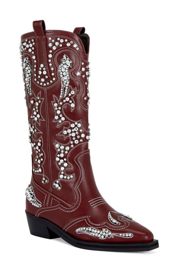 アザレア ワン レディース シューズ ブーツ・レインブーツ AZALEA WANG Maisiembellished Western Boot Red レッド