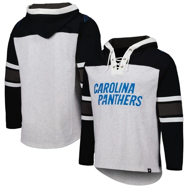 フォーティーセブン メンズ アウター パーカー・スウェット レース Mens 47 Carolina Panthers Heather Gray Gridiron LaceUpullover Hood
