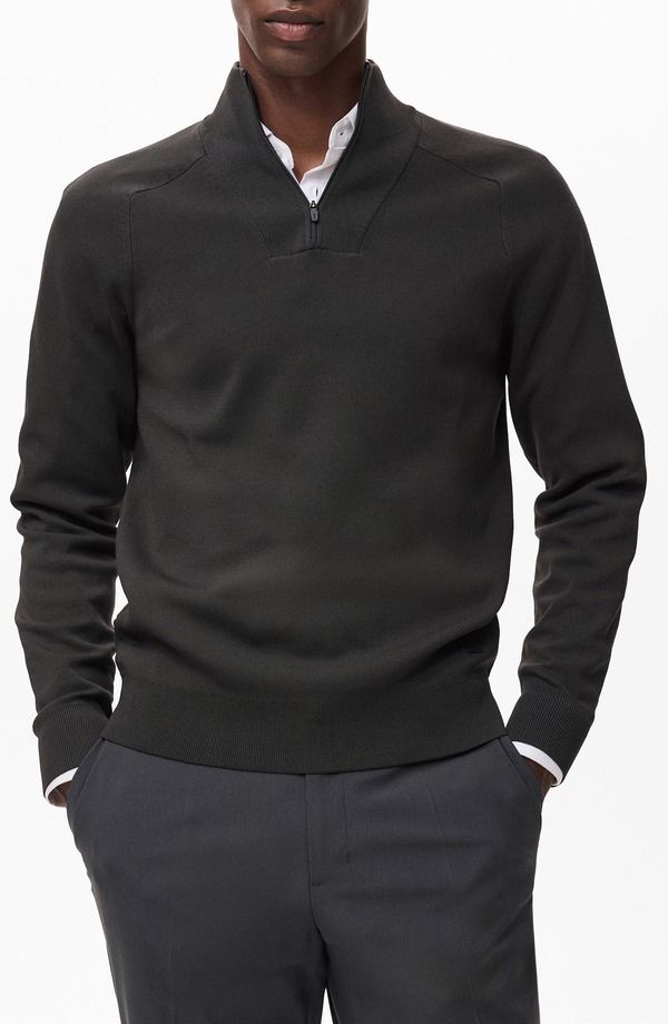 マンゴ メンズ アウター パーカー・スウェット ハーフジップ セーター MANGO Thermoregulated Quarter Zip Sweater Dark Green グリーン 29,120円