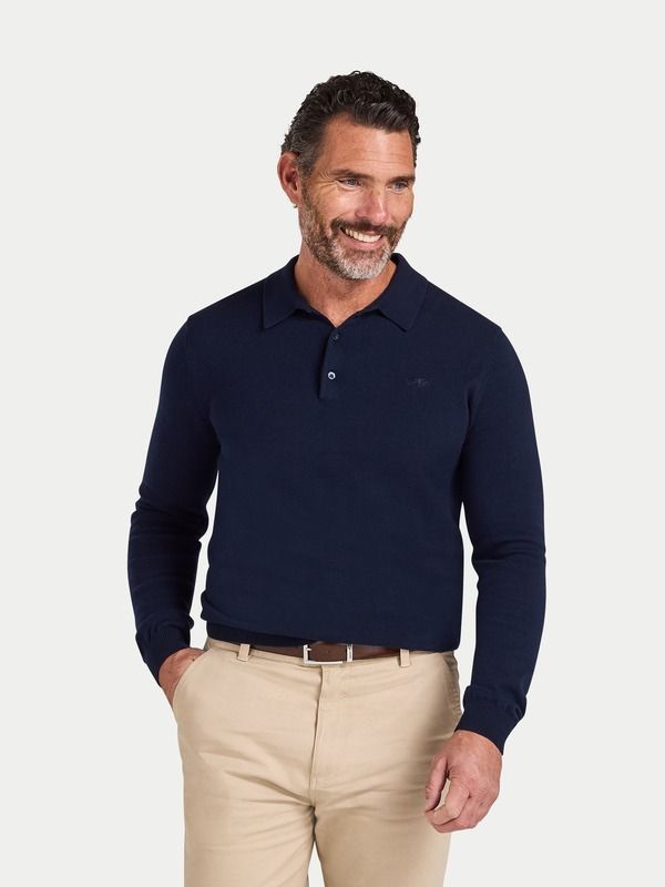 ライジングブル メンズ アウター パーカー・スウェット ポロシャツ ニット Raging Bullong Sleeve Knitted Polo Shirt Navy ネイビー 29,120円
