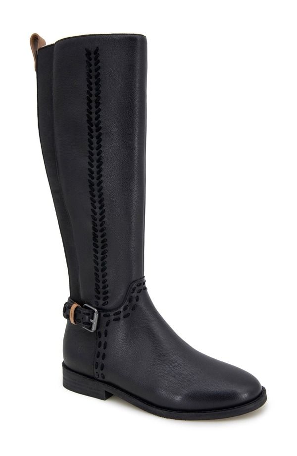 ジェントルソウルズ レディース シューズ ブーツ・レインブーツ Gentle Souls Elmwood Knee High Boot Black Leather ブラック