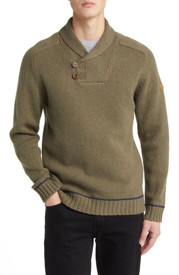 フェールラーベン メンズ アウター パーカー・スウェット レギュラーフィット セーター Fjllrven Lada Regular Fit Shawl Collar Sweater Laurel Gr