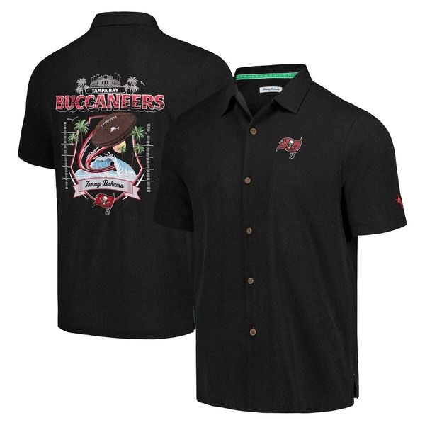 トッミーバハマ メンズ トップス シャツ Mens Tommy Bahama Black Tampa Bay Buccaneers Tidal Kickoff Camp ButtonUp Shirt