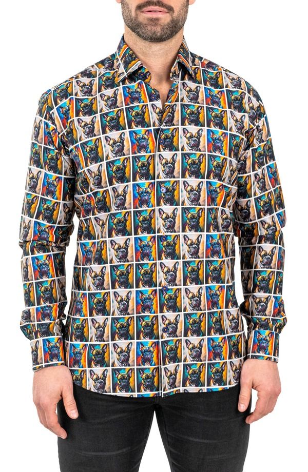 マセオ メンズ トップス シャツ Maceoo Fibonacci Puppy Portrait Contemporary Fit ButtonUp Shirt Brown ブラウン 26,864円
