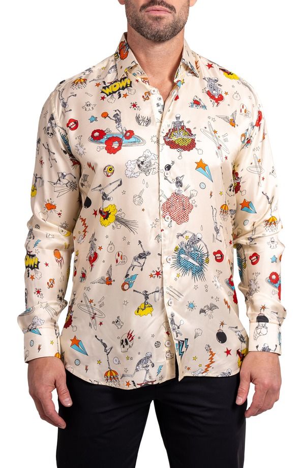 マセオ メンズ トップス シャツ Maceoo Fibonacci Ascension Contemporary Fit ButtonUp Shirt Ivory アイボリー
