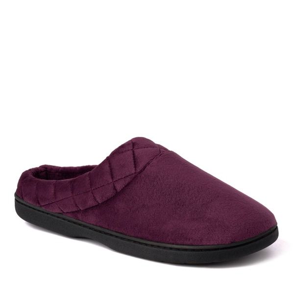 ディアフォームズ レディース シューズ サンダル キルティング DEARFOAMS Darcy Quilted Cuff Velour Clog Slipper Aubergine オーバージーン