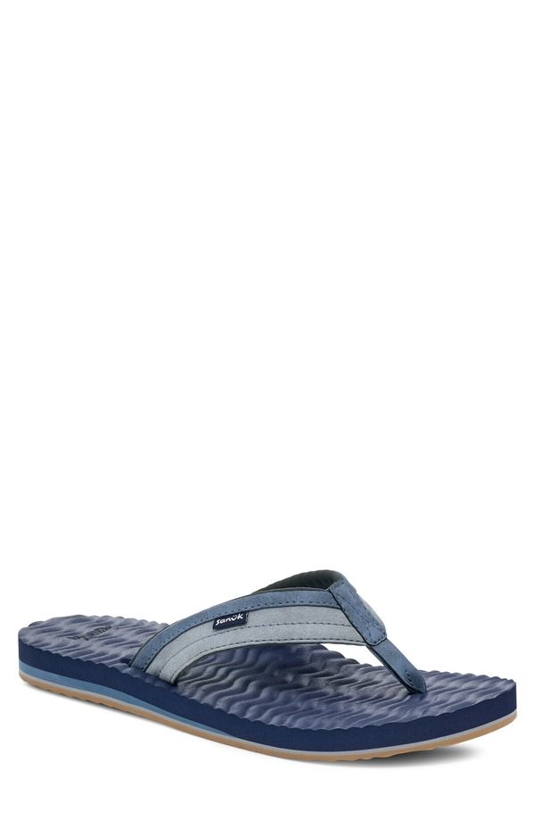 サヌーク メンズ シューズ サンダル プラスサイズ Sanuk Ziggy Plush Flip Flop Blue ブルー