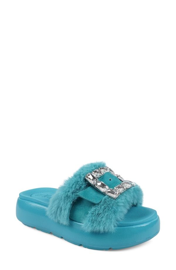 ジジ レディース シューズ サンダル プラットフォーム ZIGI Fab Faux Fur Platform Sandal Blue ブルー