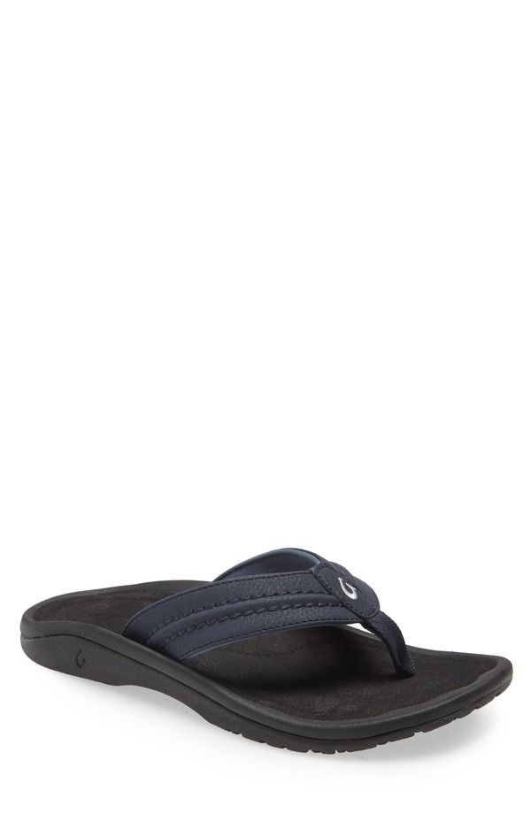 オルカイ メンズ シューズ サンダル OluKai Hokua Flip Flop Blue Depth Black ブラック
