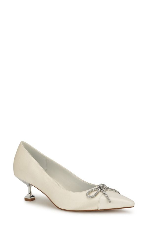 ナインウェスト レディース シューズ ヒール キャップ Nine West Wendon Pointed Cap Toe Kitten Heel Pump Ivory アイボリー