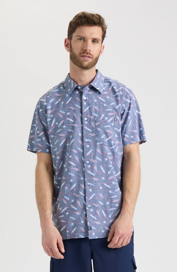 ソルトライフ メンズ トップス シャツ Salt Life Tempting Tackle Woven Short Sleeve Shirt Navy ネイビー