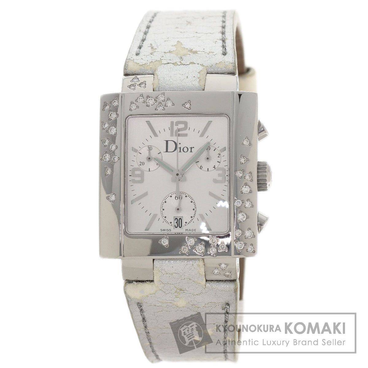 CHRISTIAN DIOR クリスチャンディオール D81-101 リヴァスパークリング ダイヤモンド 腕時計 SS 革 メンズ [中古]