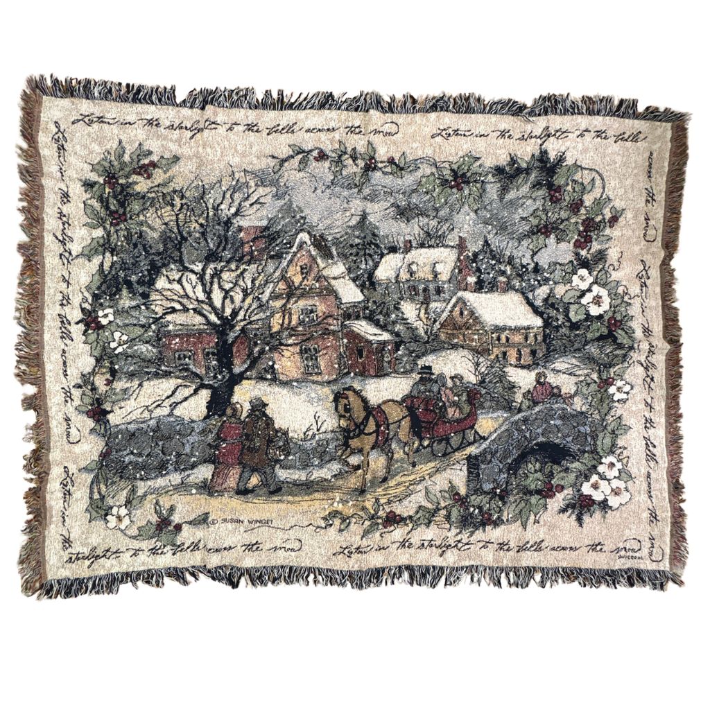vintageラグ ブランケット マルチカバー タペストリー クリスマス 風景 馬ソリ アニマル Rug Blanket Christmas 4107 5,760円