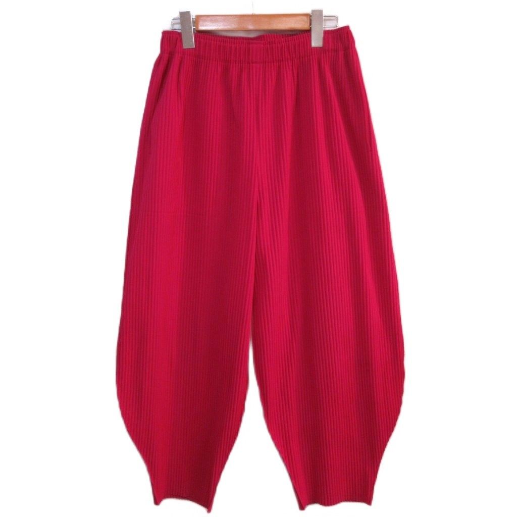 ミーイッセイミヤケ me ISSEY MIYAKE 23AW ファインニット プリーツ サルエルパンツ MI34KF537 ショッキングピンク IBO102