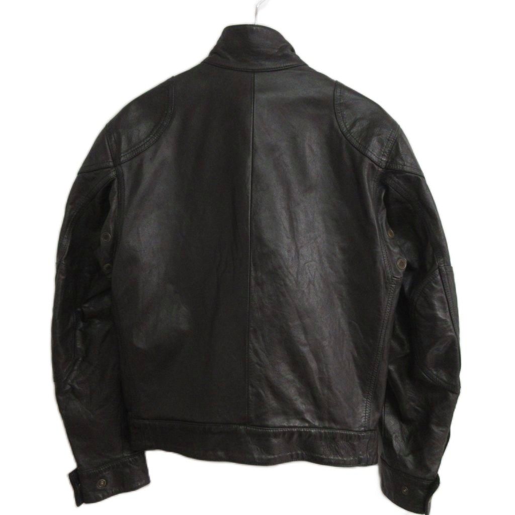 ベルスタッフ Belstaff ライダースジャケット シングル カウレザー 裏地総柄 40 黒 ブラック