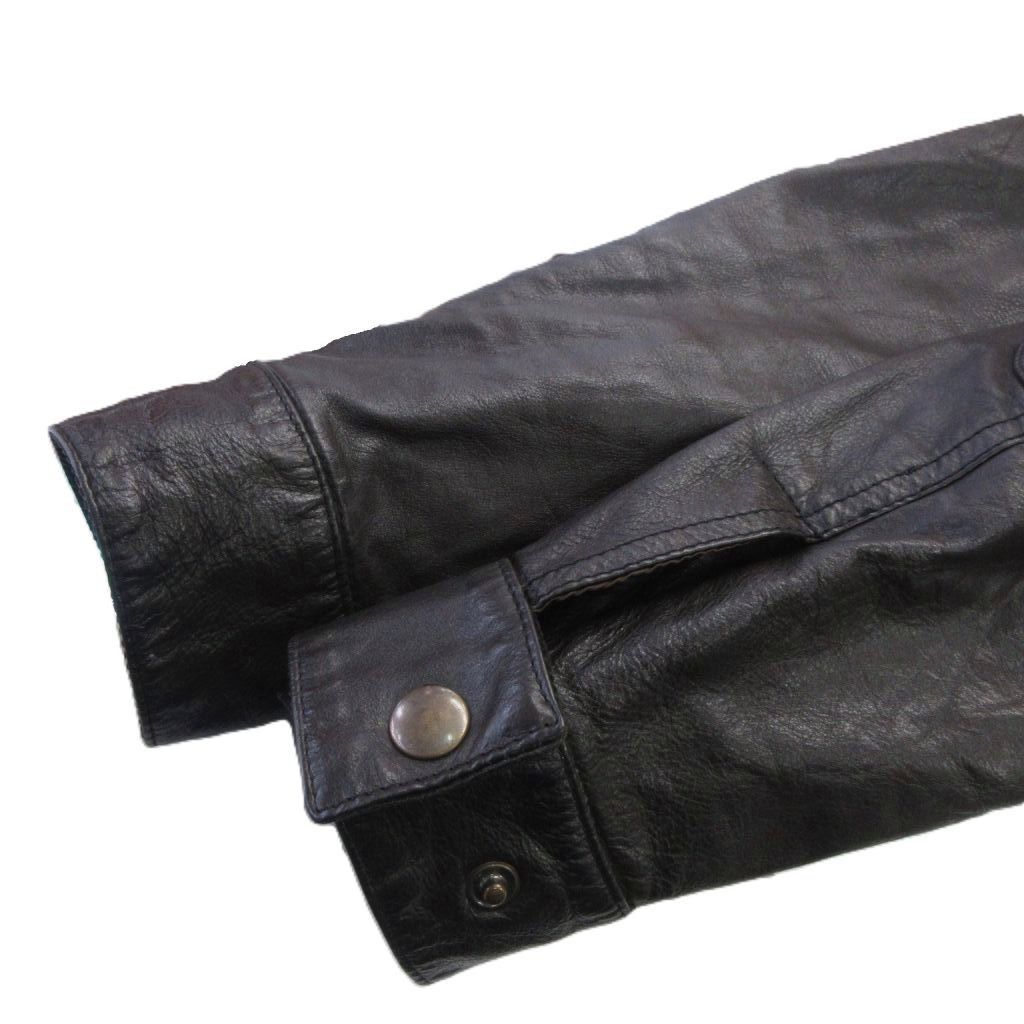 ベルスタッフ Belstaff ライダースジャケット シングル カウレザー 裏地総柄 40 黒 ブラック