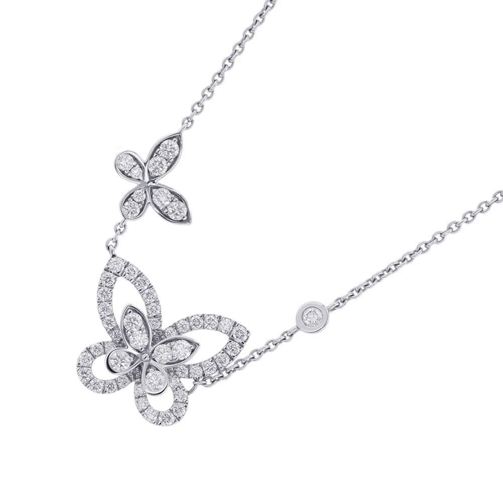 グラフ ネックレス ダブル バタフライ シルエット ダイヤモンド ペンダント ダイヤ 計0.53ct K18WGホワイトゴールド RGP745 418,230円
