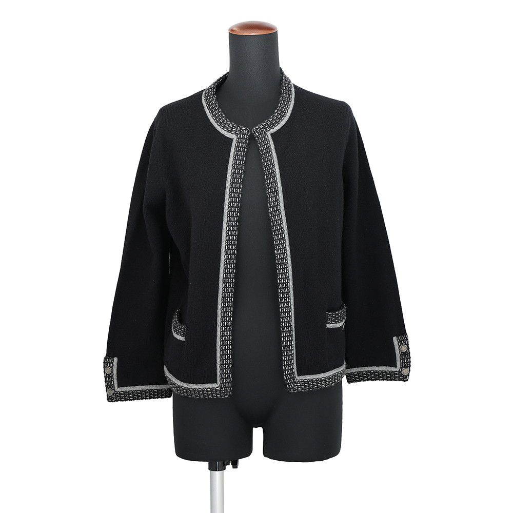 シャネル カーディガン ココマーク カシミヤ レディースサイズ40 CHANEL 黒