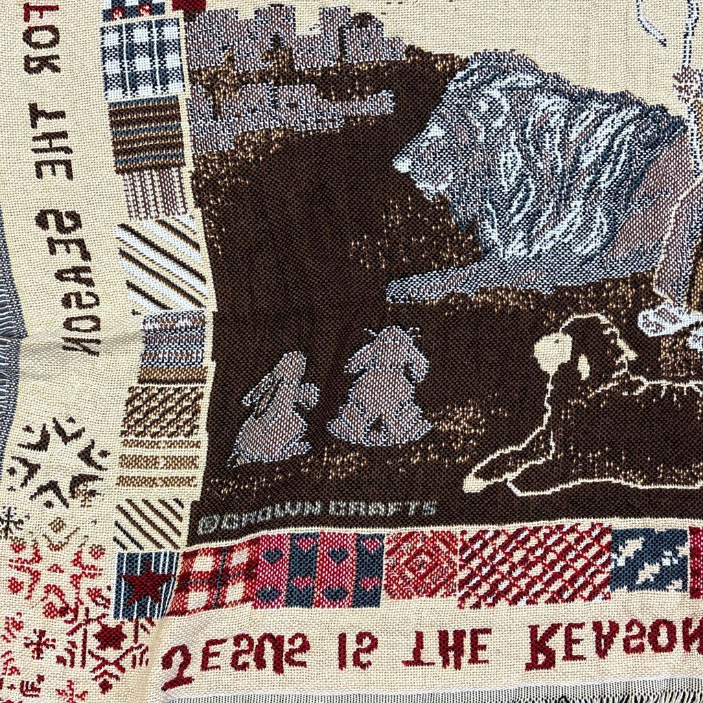 vintageラグ ブランケット マルチカバー タペストリー クリスマス 宗教 イエス キリスト 夜空 Rug Blanket Jesus 2802