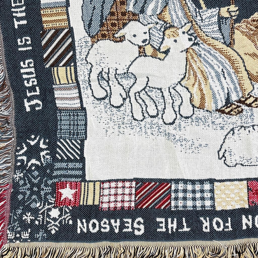 vintageラグ ブランケット マルチカバー タペストリー クリスマス 宗教 イエス キリスト 夜空 Rug Blanket Jesus 2802