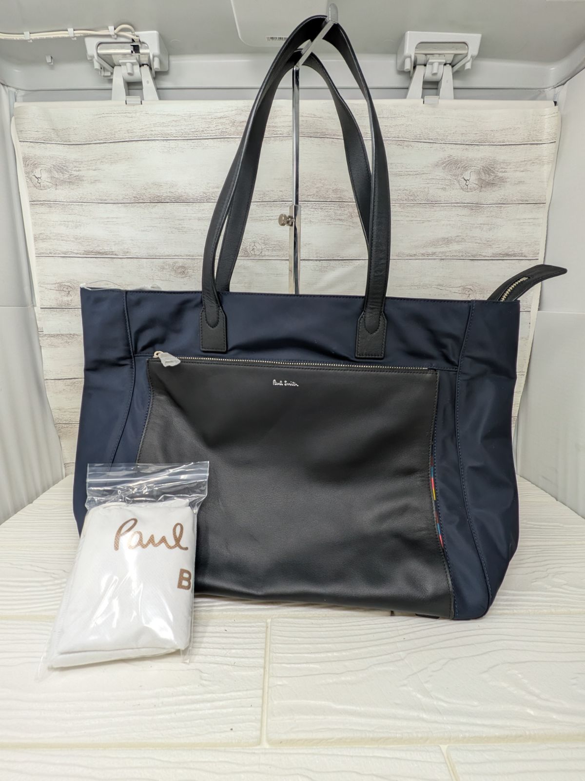 Paul Smith ポールスミス ナイロン×レザー トートバッグ ネイビー 保存袋付き 31,200円