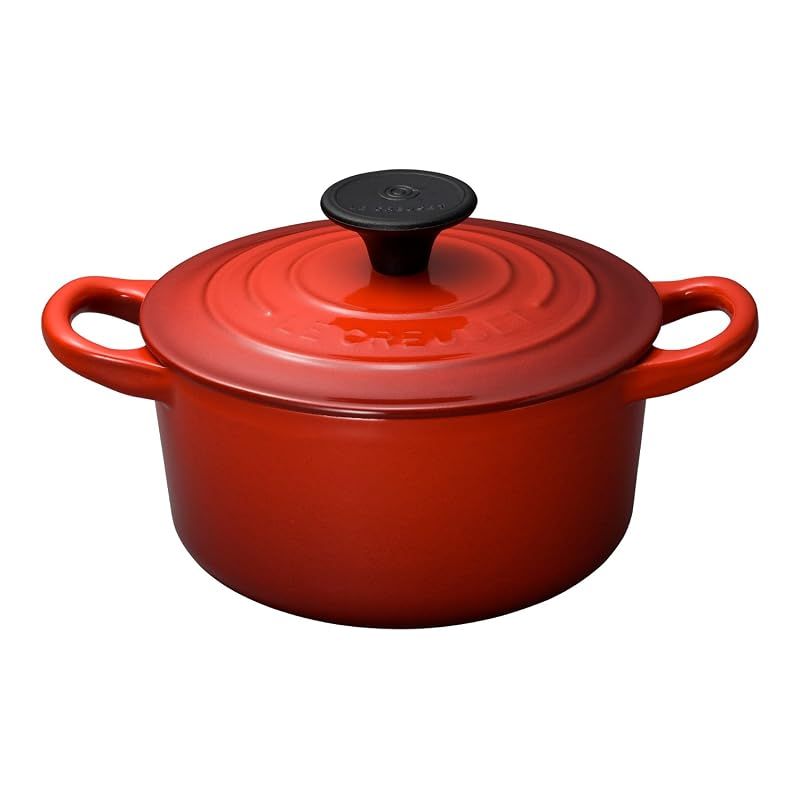ル・クルーゼ(Le Creuset) 鋳物 ホーロー 鍋 ココット・ロンド 14 cm チェリーレッド ガス IH オーブン 対応 【日本正規販売品】 0