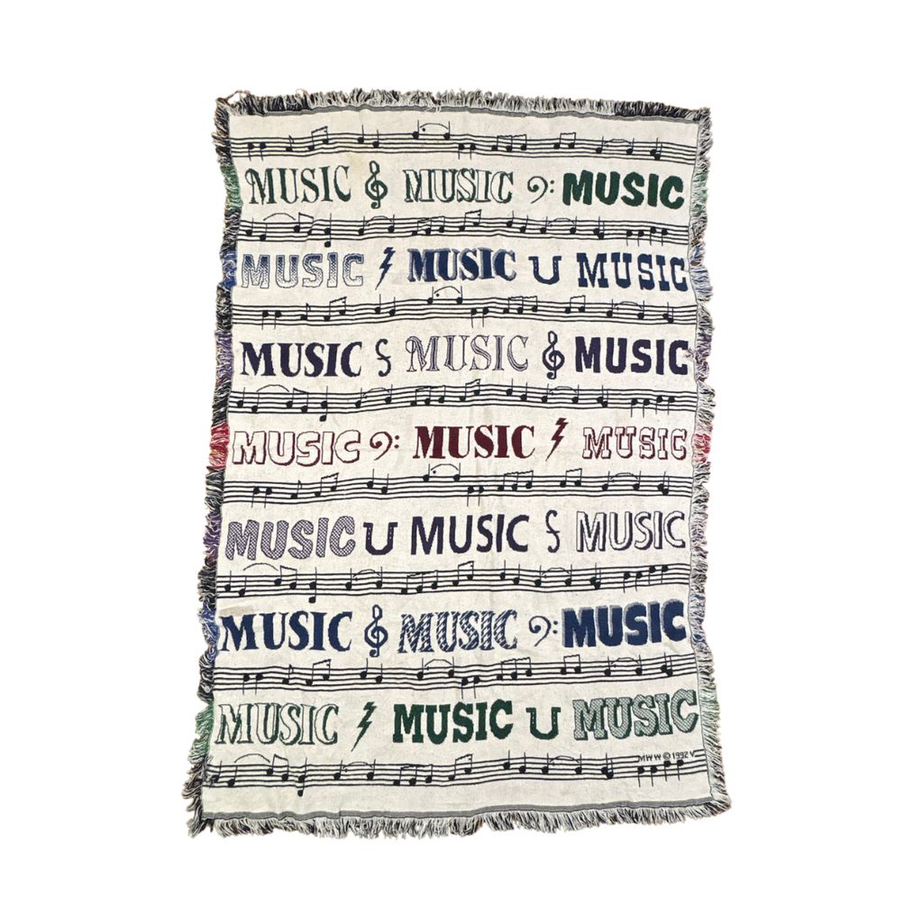 vintageラグ ブランケット マルチカバー タペストリー ミュージック 音楽 音符 楽譜 Rug Blanket Music 3936