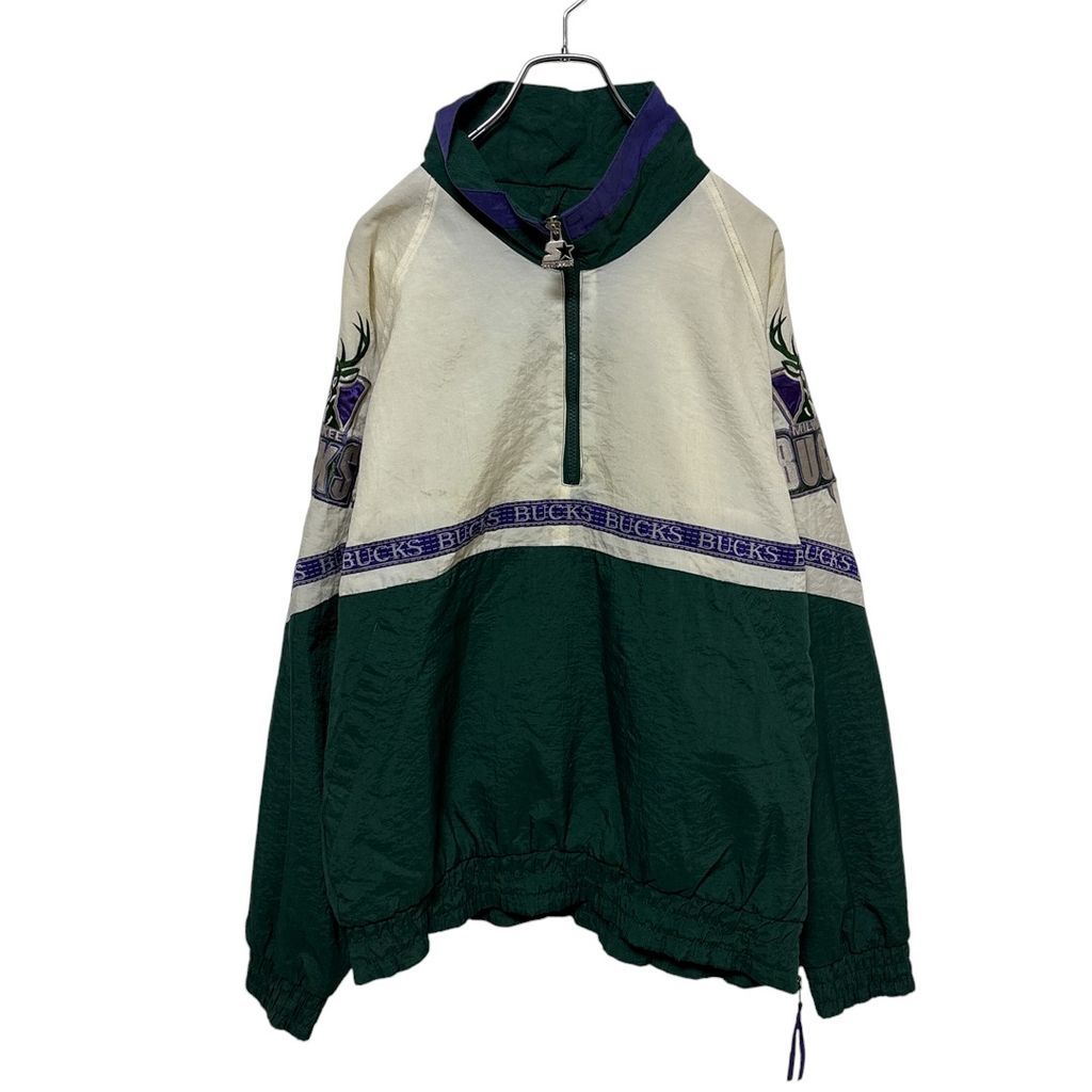 【STARTER】 90s NBA Milwaukee Bucks Anorak Jacket バックス ナイロンアノラックジャケット S-4197