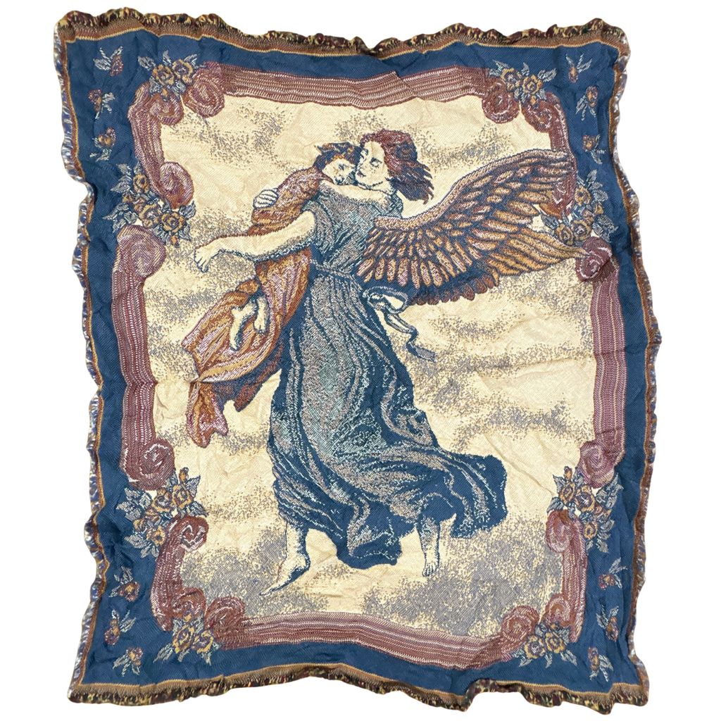 vintageラグ ブランケット マルチカバー タペストリ 大天使 エンジェル フラワー 花 Rug Blanket Angel 3788