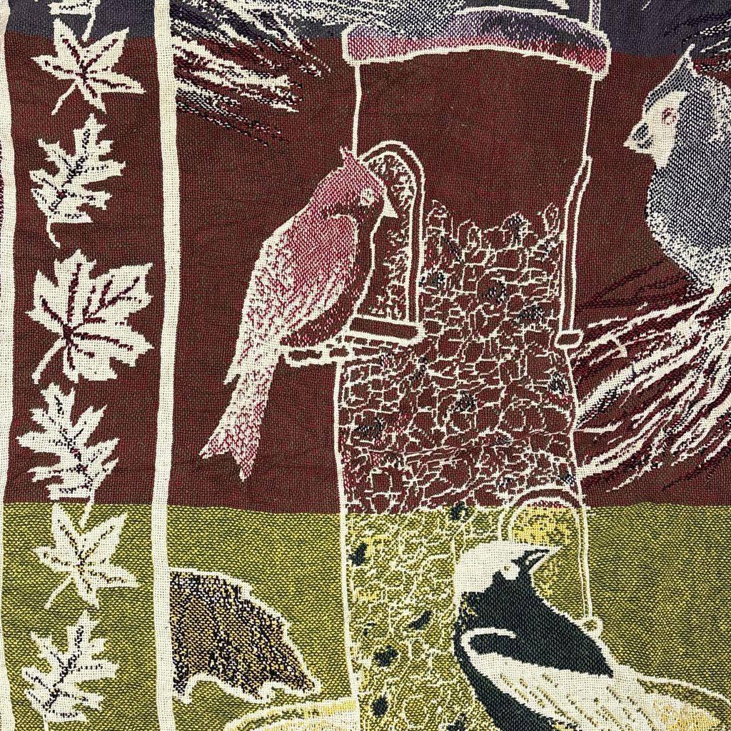 vintageラグ ブランケット マルチカバー タペストリー カーディナルバード 小鳥 アニマル Rug Blanket Bird 3589