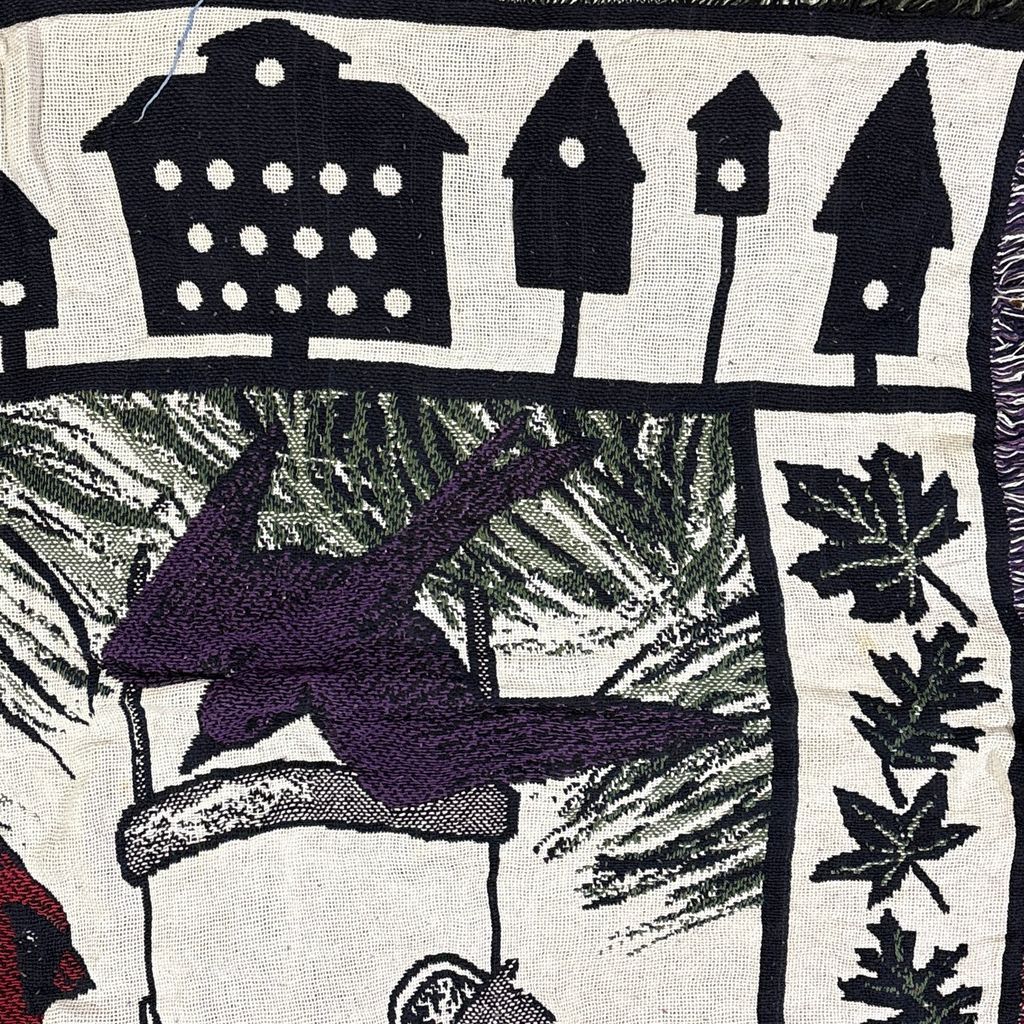 vintageラグ ブランケット マルチカバー タペストリー カーディナルバード 小鳥 アニマル Rug Blanket Bird 3589