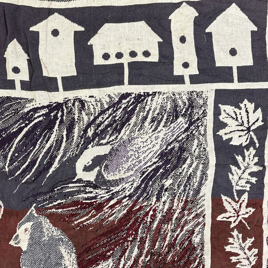 vintageラグ ブランケット マルチカバー タペストリー カーディナルバード 小鳥 アニマル Rug Blanket Bird 3589